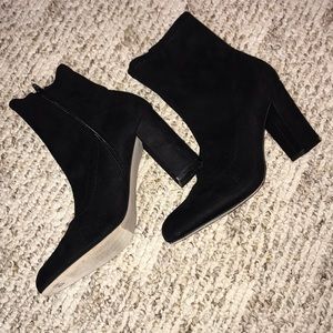 Black suede above the ankle boots